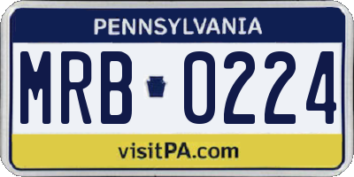 PA license plate MRB0224