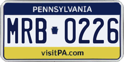 PA license plate MRB0226