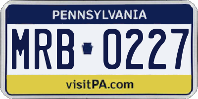 PA license plate MRB0227
