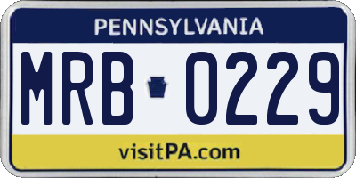 PA license plate MRB0229