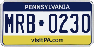 PA license plate MRB0230