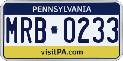 PA license plate MRB0233