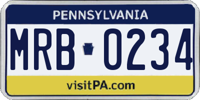 PA license plate MRB0234