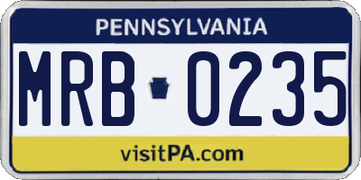 PA license plate MRB0235