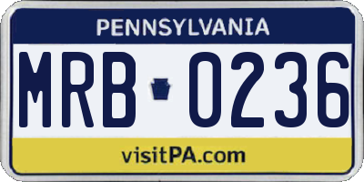 PA license plate MRB0236