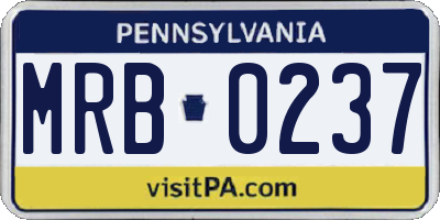 PA license plate MRB0237