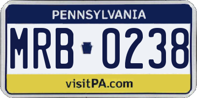 PA license plate MRB0238