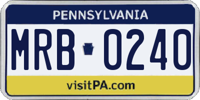 PA license plate MRB0240