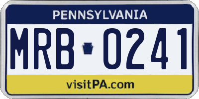 PA license plate MRB0241