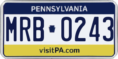 PA license plate MRB0243
