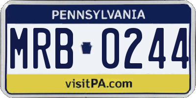 PA license plate MRB0244
