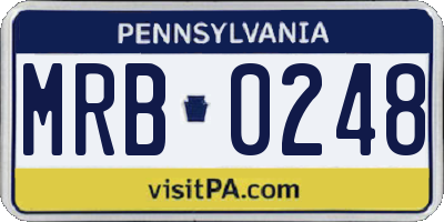 PA license plate MRB0248