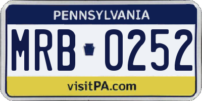 PA license plate MRB0252