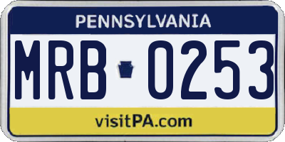 PA license plate MRB0253
