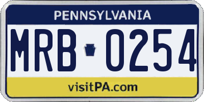 PA license plate MRB0254