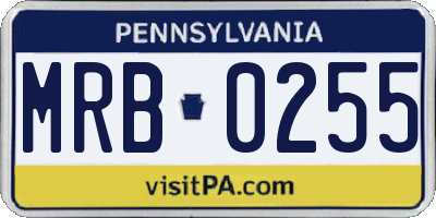 PA license plate MRB0255