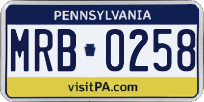 PA license plate MRB0258