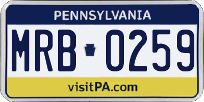 PA license plate MRB0259
