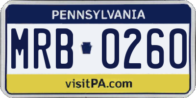PA license plate MRB0260