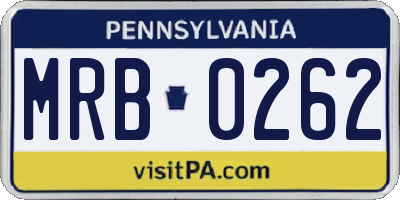 PA license plate MRB0262