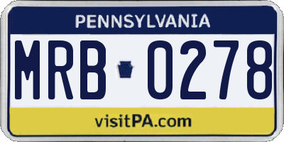 PA license plate MRB0278