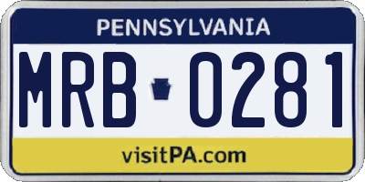 PA license plate MRB0281