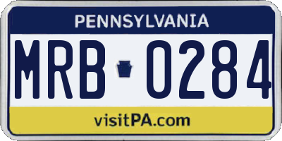 PA license plate MRB0284