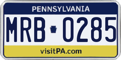 PA license plate MRB0285