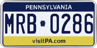 PA license plate MRB0286
