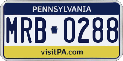 PA license plate MRB0288