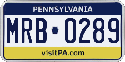 PA license plate MRB0289