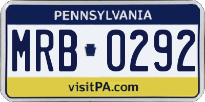 PA license plate MRB0292