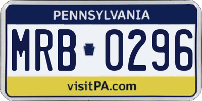 PA license plate MRB0296