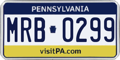 PA license plate MRB0299