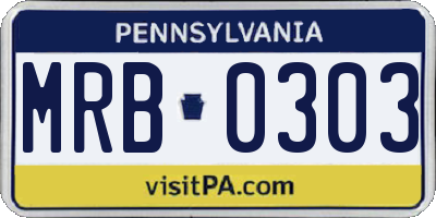 PA license plate MRB0303