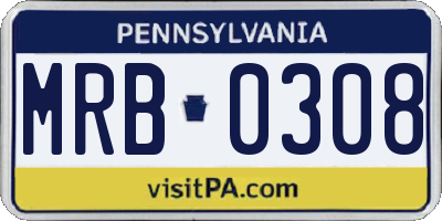 PA license plate MRB0308