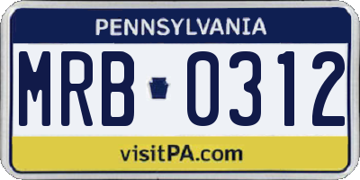 PA license plate MRB0312