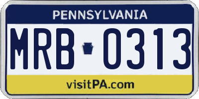 PA license plate MRB0313