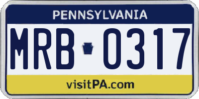 PA license plate MRB0317