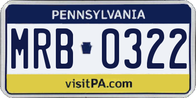 PA license plate MRB0322
