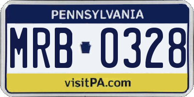PA license plate MRB0328