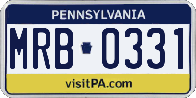 PA license plate MRB0331