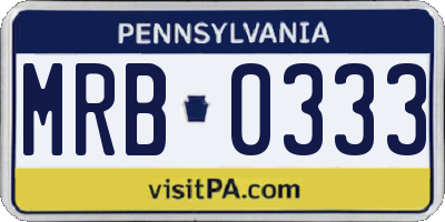 PA license plate MRB0333