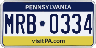 PA license plate MRB0334
