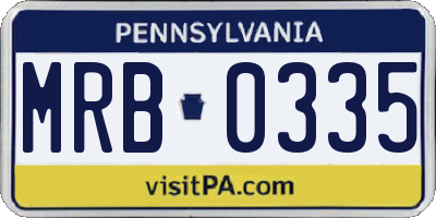 PA license plate MRB0335