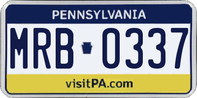 PA license plate MRB0337