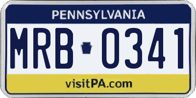PA license plate MRB0341