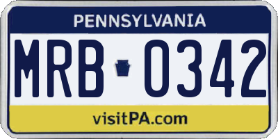 PA license plate MRB0342