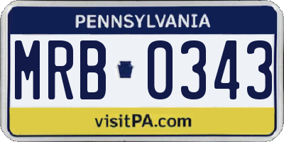 PA license plate MRB0343