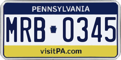 PA license plate MRB0345